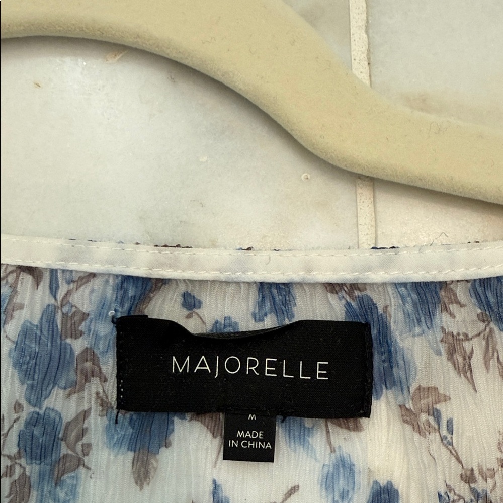 MAJORELLE Blue and White Floral Ruffle Blouse - Picture 6 of 9